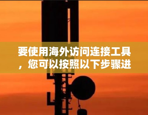 要使用海外访问连接工具,您可以按照以下步骤进行操作 要使用海外访问连接工具,您可以按照以下步骤进行操作